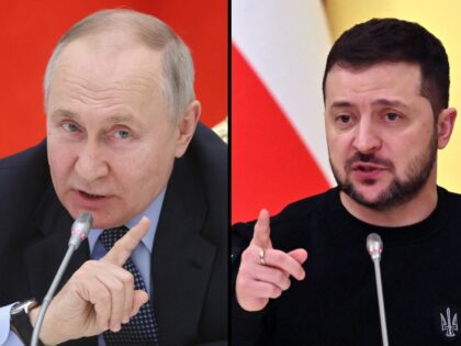 (COMBO) This combination of file pictures created on February 13, 2023 shows Russian Presi