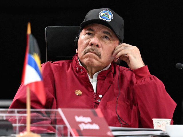 Nicaragua's President Daniel Ortega looks on during the opening session of the XXIV A