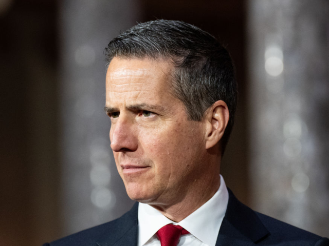 GettyImages-2191712672 UNITED STATES - JANUARY 3: Sen. Bernie Moreno, R-Ohio, arrives for his ceremonial swearing