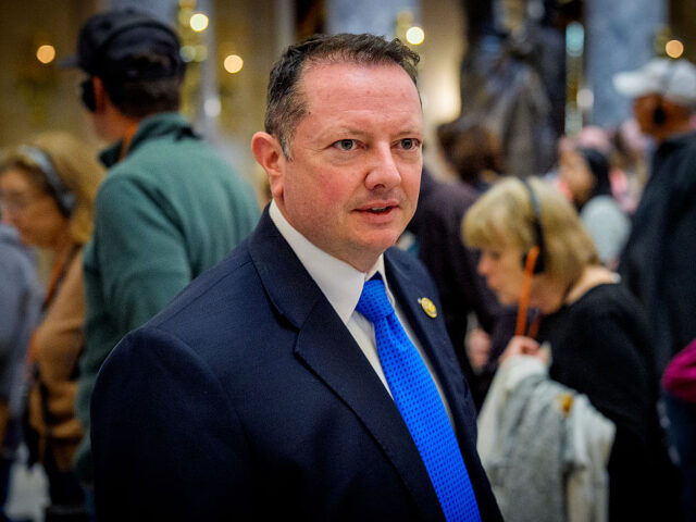 WASHINGTON, DC - APRIL 10: Rep. Eric Burlison (R-MO) walks through Statuary Hall before a