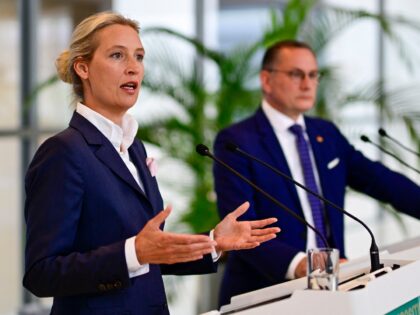Co-leaders of the far-right Alternative for Germany (AfD) party Alice Weidel (L) and Tino