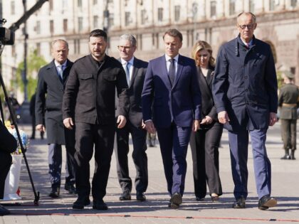 KYIV, UKRAINE - MAY 10: (left to right) Poland's Prime Minister Donald Tusk, Ukrainian Pre