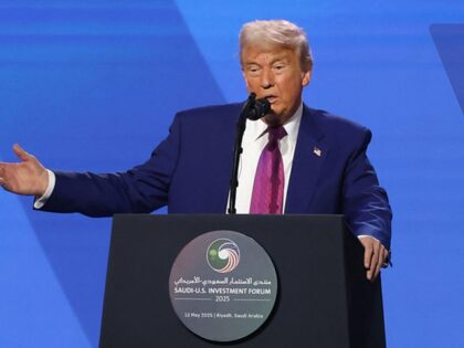 US President Donald Trump speaks during the Saudi-US investment forum at the King Abdul Az