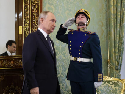 MOSCOW, RUSSIA - MAY 14 (RUSSIA OUT) Russian President Vladimir Putin enters the hall duri