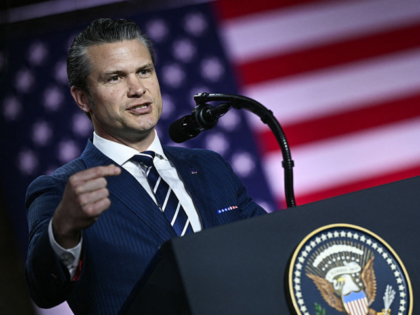 US Secretary of Defense Pete Hegseth addresses troops at the Al-Udeid air base southwest o