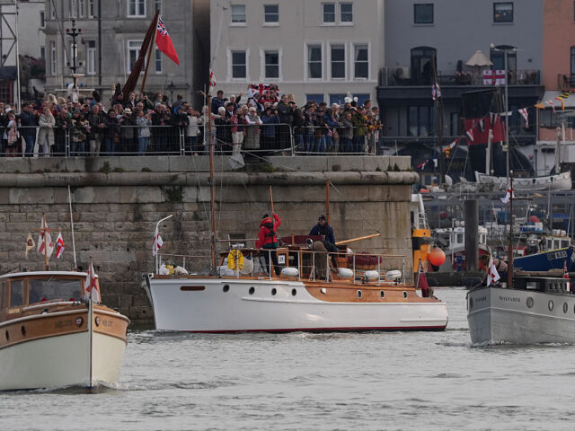 A flotilla of Little Ships sail out of Ramsgate, Kent, during the start of 'Dunkirk 8