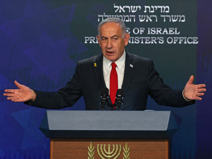 Israeli Prime Minister Benjamin Netanyahu gives a press conference in Jerusalem on May 21,