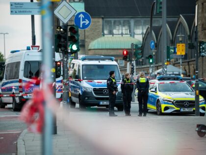 Police work at the scene at Hamburg's main train station where several people have been st
