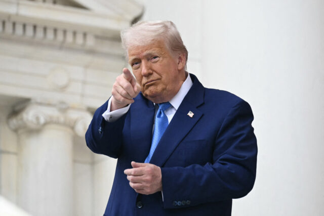 US-POLITICS-TRUMP-MEMORIAL DAY US President Donald Trump arrives to deliver remarks at the National Memorial Day Observan