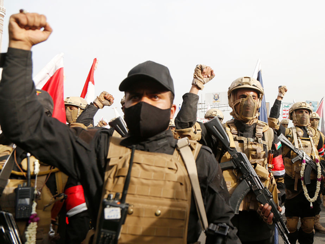 GettyImages-2217159601 SANA'A, YEMEN - MAY 23: Military forces who are affiliated with Yemen's Houthi group shout
