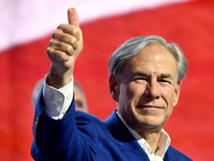 Greg Abbott, governor of Texas, during the Republican National Convention (RNC) at the Fis