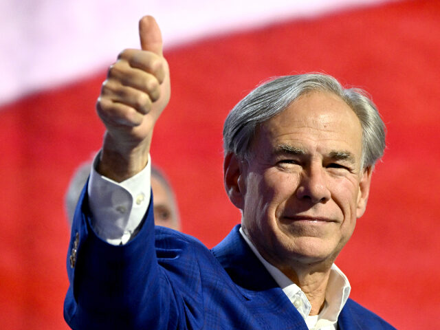 Greg Abbott, governor of Texas, during the Republican National Convention (RNC) at the Fis
