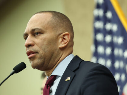House Minority Leader Hakeem Jeffries (D-NY) holds a press conference on cuts to Veteran&#