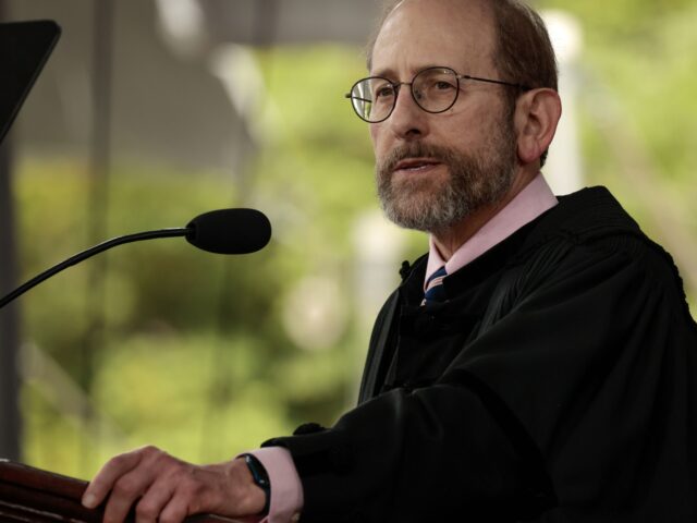 Harvard president Garber (Craig F. Walker/The Boston Globe via Getty) Cambridge, MA - May 23: Interim president of Harvard University Alan Garber addresses the