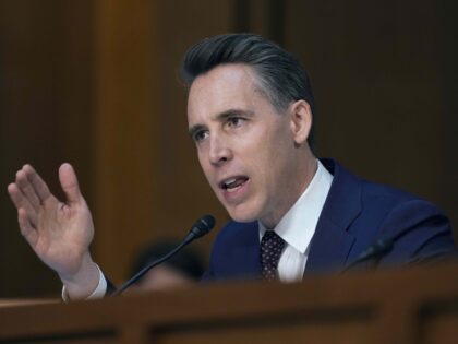 Sen. Josh Hawley, R-Mo., speaks as Pam Bondi, President-elect Donald Trump's choice t