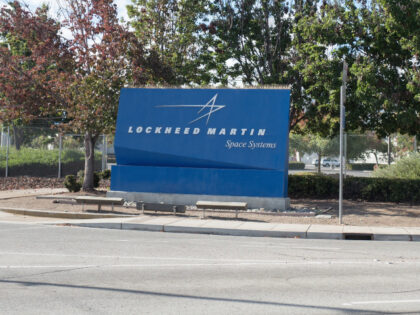 Sign at entrance to regional headquarters of Lockheed Martin Space Systems in the Silicon