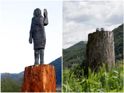 A bronze statue representing the U.S first lady Melania Trump made by Brad Downey, a Berli