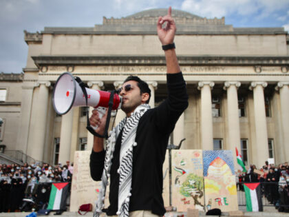 Mohsen Mahdawi speaks at a protest on the Columbia University campus on November 9, 2023 i