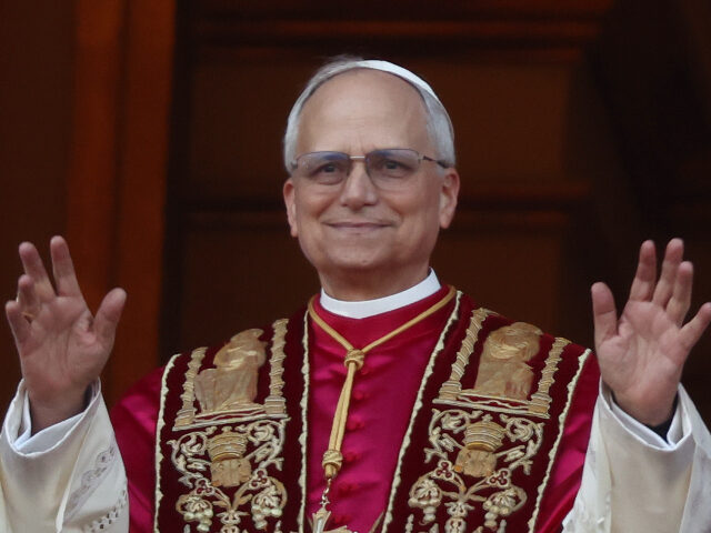Cardinal Robert Prevost, newly elected as pope Leo XIV is seen on the Saint Peter's B