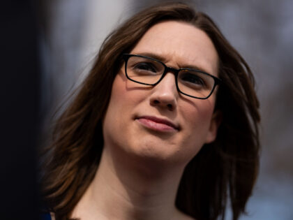 Democratic congressional candidate from Delaware Sarah McBride chats with State Senator Da