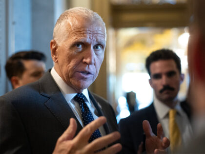 WASHINGTON, DC - MAY 7: Senator Thom Tillis (R-N.C.) speaks to reporters outside the Senat