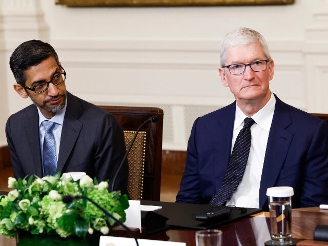 Sundar Pichai of Google and Tim Cook of Apple