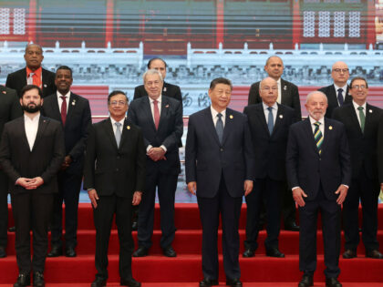 Chinese President Xi Jinping, front center, Brazil President Luiz Inacio Lula da Silva, th