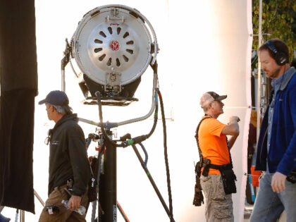 LOS ANGELES, CA - OCTOBER 16, 2018 - Film crew working on the set of author Michael Connel