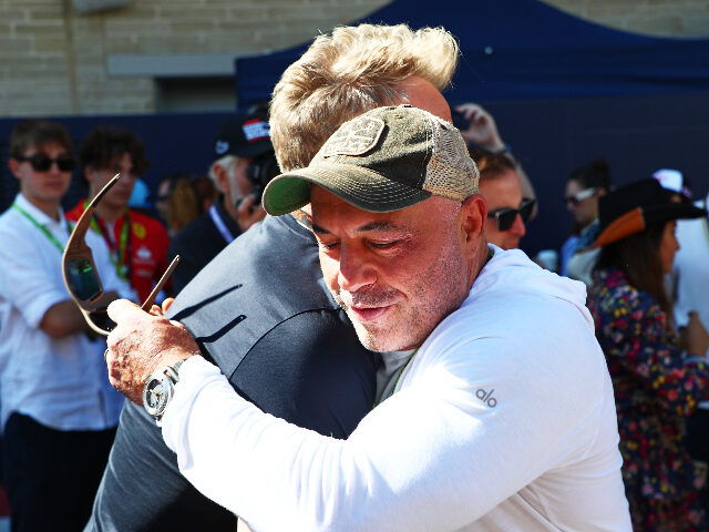 AUSTIN, TEXAS - OCTOBER 20: Joe Rogan meets Gordon Ramsay in the Paddock prior to the F1 G