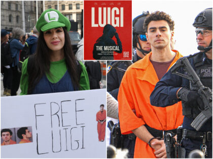 A protestor outside Manhattan Federal Court April 25, 2025 to attend court as Luigi Mangio