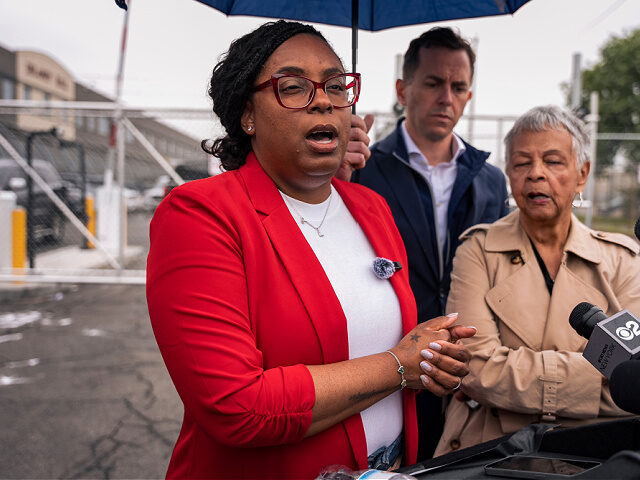 may9-25-ice-Rep-LaMonica-McIver-D-NJ-ap Congresswoman Rep. LaMonica McIver, D-N.J., speaks to the press after Newark mayor Ras Bar
