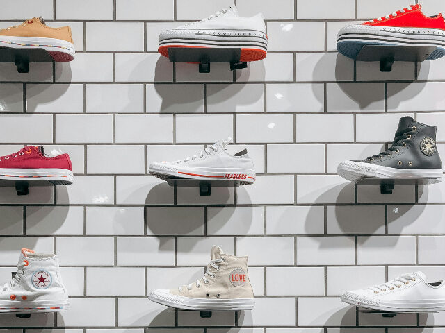 shoe wall of Converse