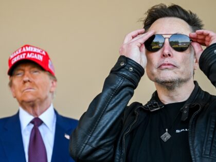 BROWNSVILLE, TEXAS - NOVEMBER 19: U.S. President-elect Donald Trump and Elon Musk watch th
