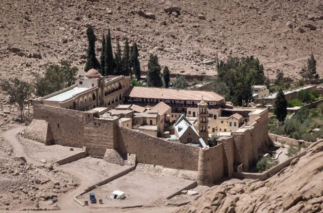 A 2017 picture of the 6th century Saint Catherine's monastery, established at the biblical