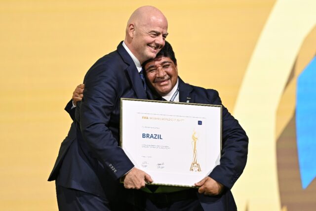Brazilian Football Association President Ednaldo Rodrigues (right), pictured in this file
