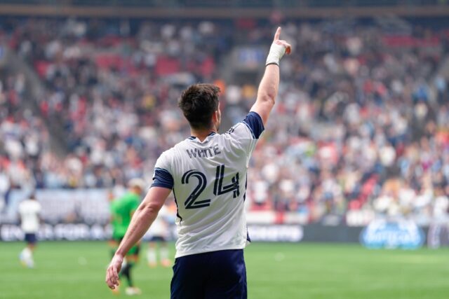 Brian White scored both goals as the Vancouver Whitecaps fought back for a 2-2 draw with L