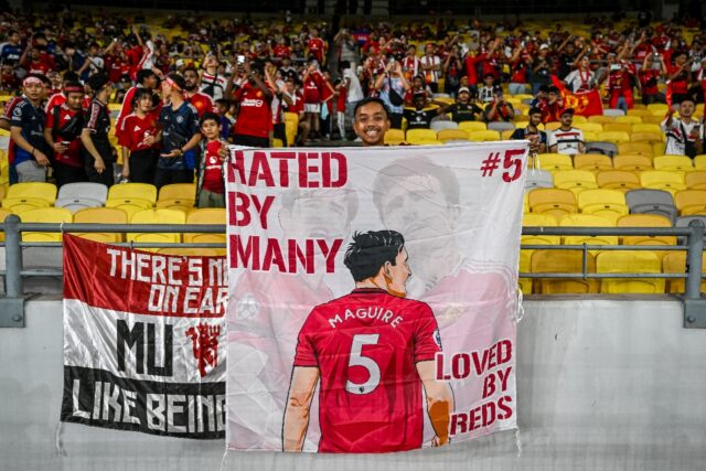 Fans cheer before the friendly between Manchester United and ASEAN All-Stars