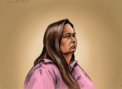 A handout sketch received from the Supreme Court of Victoria on April 29, 2025 shows Erin