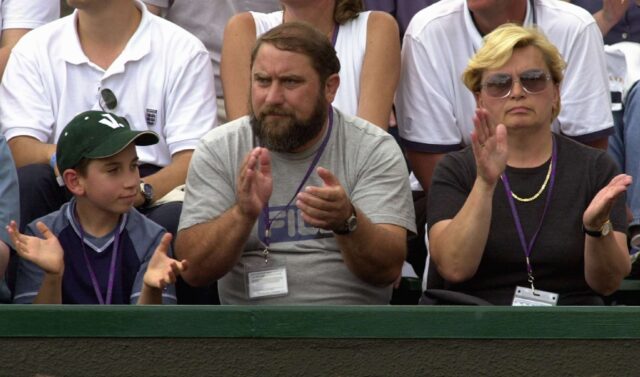 Jelena Dokic's father Damir (C) at Wimbledon in 2000