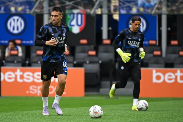 Lautaro Martinez (L) is a major injury doubt ahead of Inter Milan's semi-final second leg