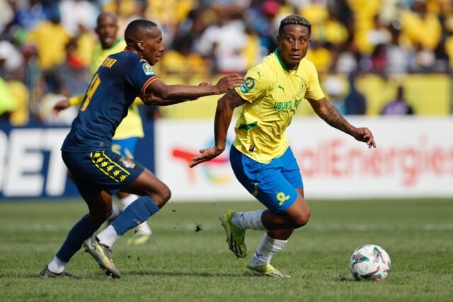 Mamelodi Sundowns star Lucas Ribeiro (R) is the leading scorer in the South African Premie