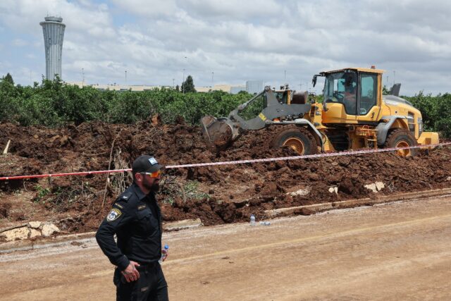 A missile attack left a wide crater near Ben Gurion airport