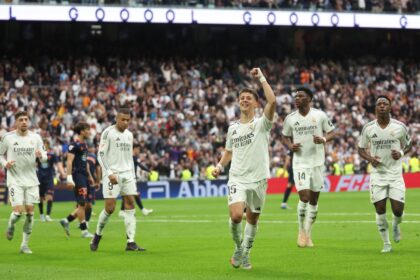 Real Madrid's Turkish midfielder Arda Guler celebrates scoring against Celta Vigo last wee