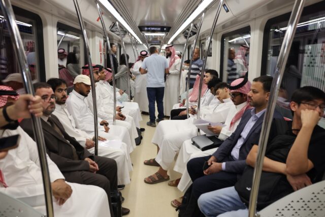 Since Riyadh's gleaming new metro opened in December, Saudi nationals have been mixing wit