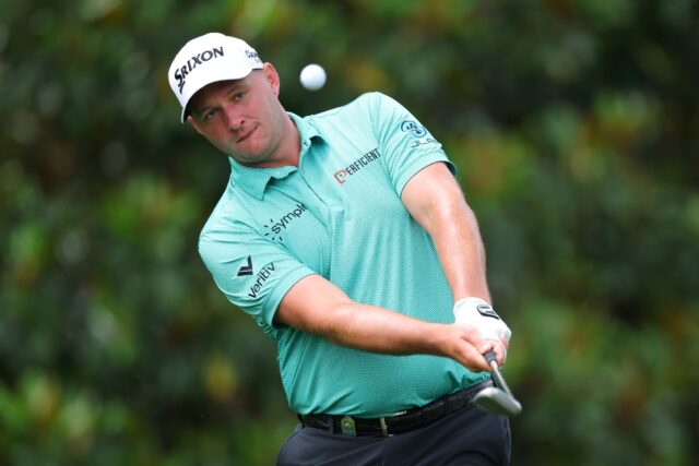 World number nine Sepp Straka of Austria practices a chip shot in his final practice round