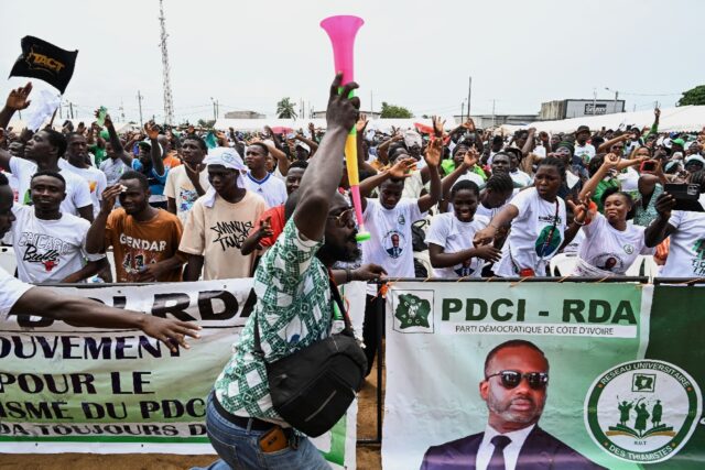 Supporters of Tidjane Thiam rally in Abidjan