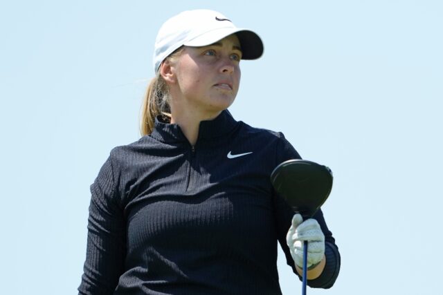Sweden's Maja Stark follows a shot on the way to the 54-hole lead in the US Women's Open a
