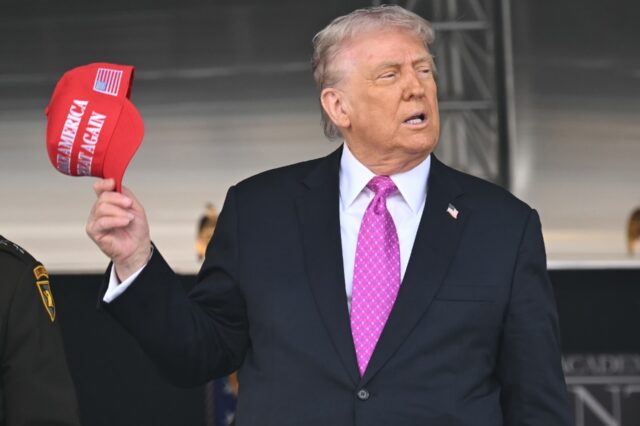 US President Donald Trump delivers the commencement address at the 2025 US Military Academ