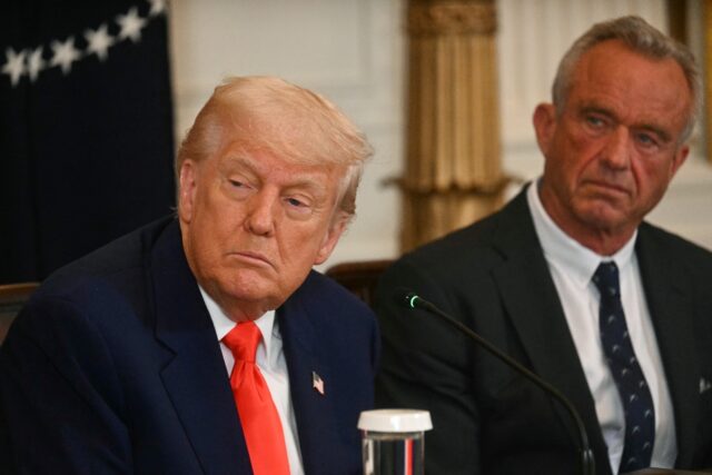 US President Donald Trump (L) and Health Secretary Robert F. Kennedy Jr. at the release of