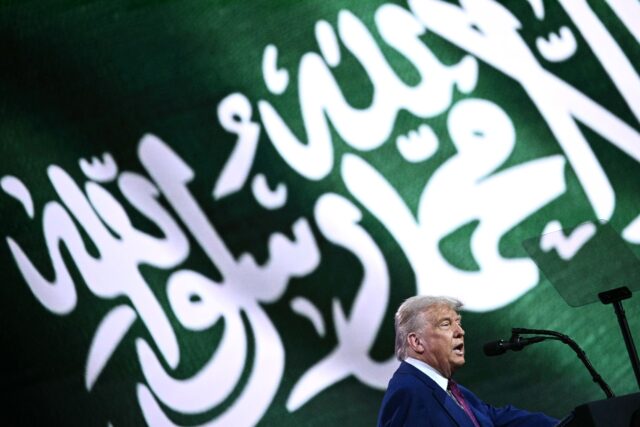 US President Donald Trump speaks during the Saudi-US investment forum at the King Abdul Az
